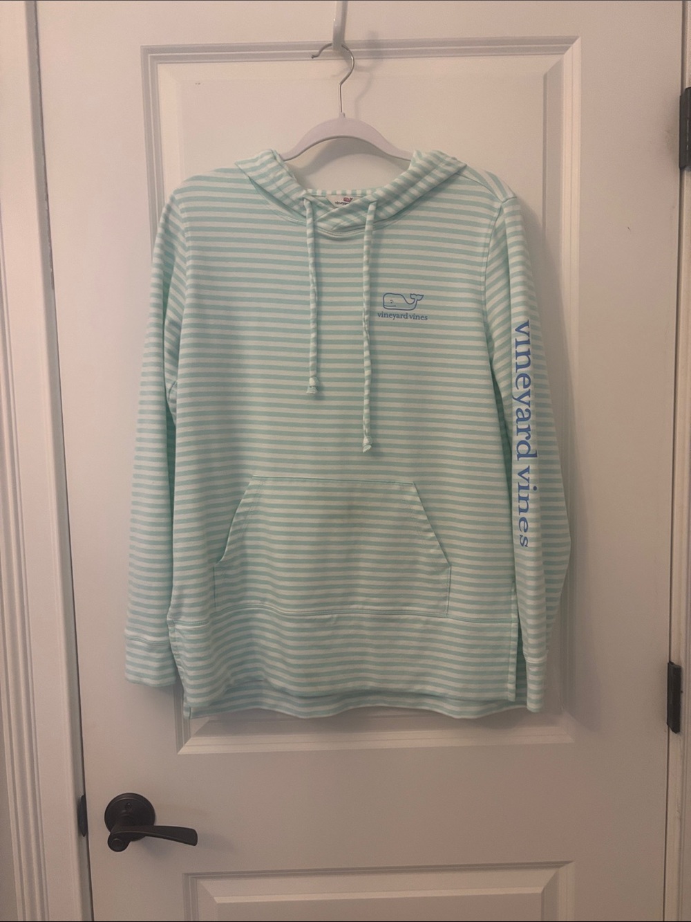 Vineyard Vines Mint and White Striped Hoodie